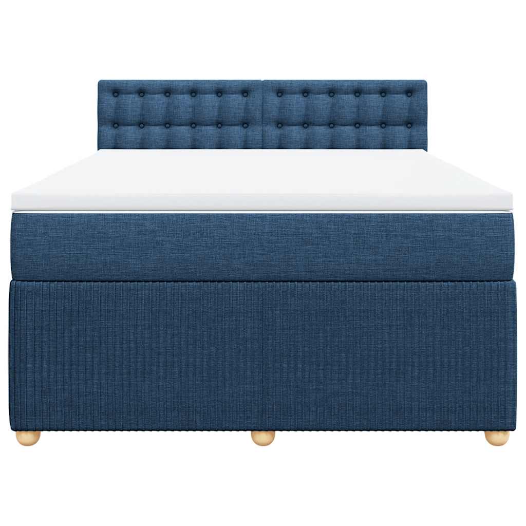 Κρεβάτι Boxspring με Στρώμα Μπλε 160x200 εκ. Υφασμάτινο - Pakobazaar