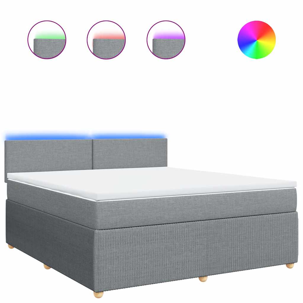 Κρεβάτι Boxspring με Στρώμα Ανοιχτό Γκρι 180x200 εκ. Υφασμάτινο - Pakobazaar