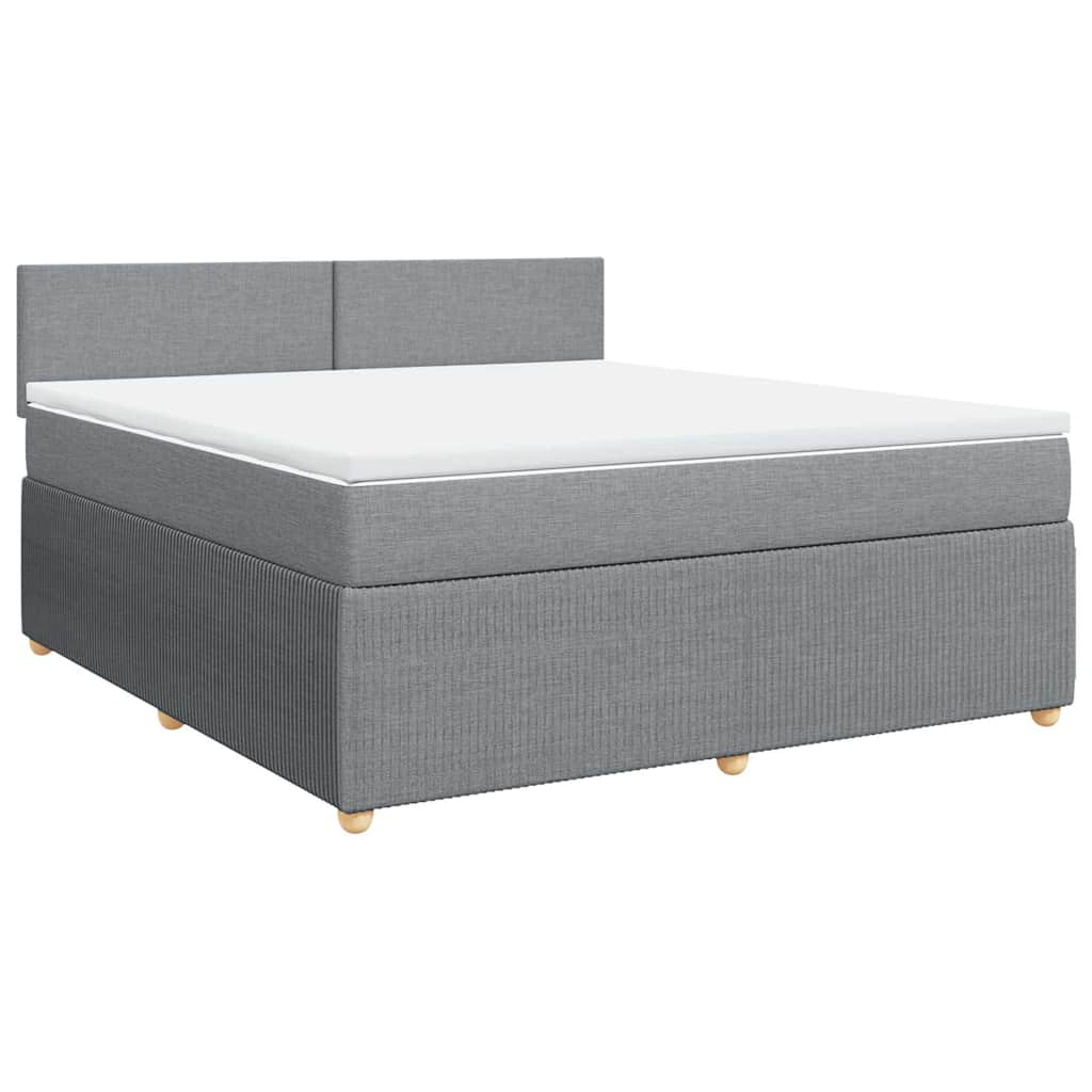 Κρεβάτι Boxspring με Στρώμα Ανοιχτό Γκρι 180x200 εκ. Υφασμάτινο - Pakobazaar