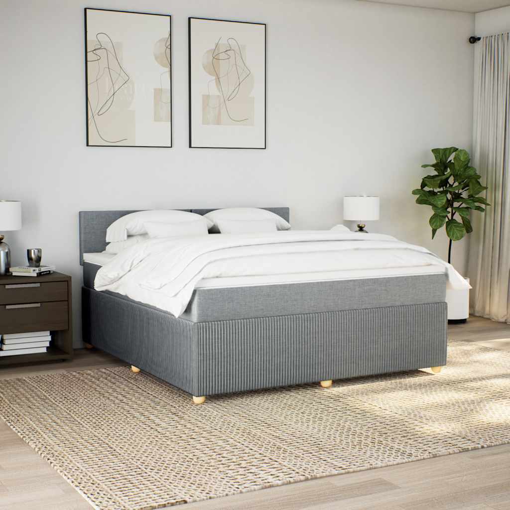 Κρεβάτι Boxspring με Στρώμα Ανοιχτό Γκρι 180x200 εκ. Υφασμάτινο - Pakobazaar