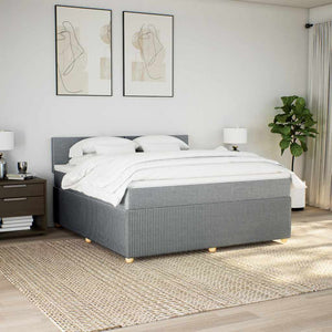 Κρεβάτι Boxspring με Στρώμα Ανοιχτό Γκρι 180x200 εκ. Υφασμάτινο - Pakobazaar