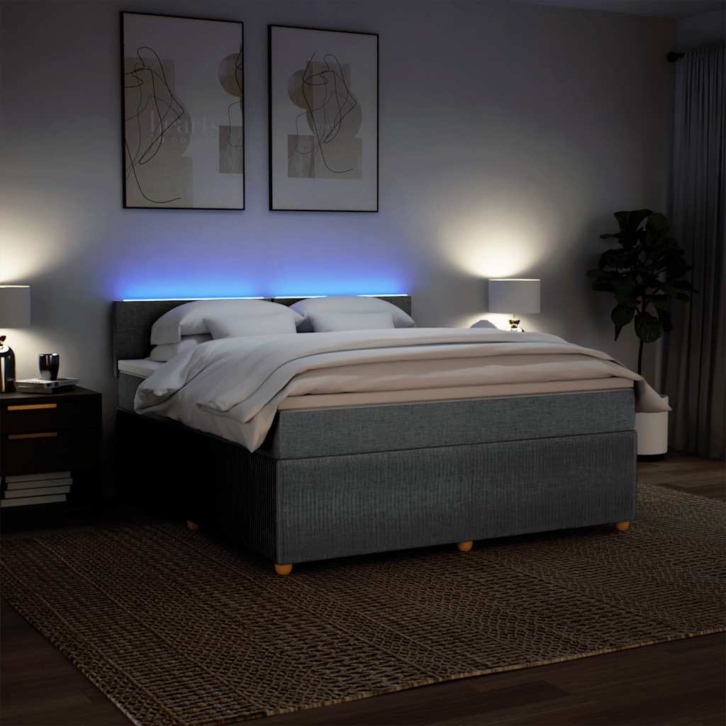Κρεβάτι Boxspring με Στρώμα Ανοιχτό Γκρι 180x200 εκ. Υφασμάτινο - Pakobazaar