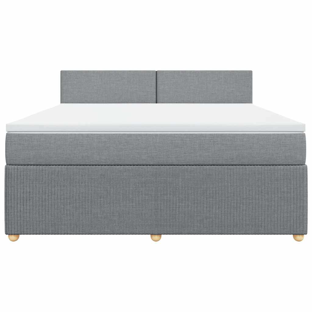 Κρεβάτι Boxspring με Στρώμα Ανοιχτό Γκρι 180x200 εκ. Υφασμάτινο - Pakobazaar