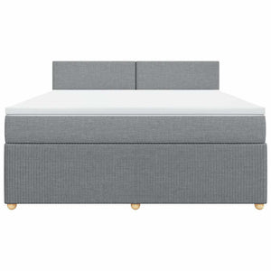 Κρεβάτι Boxspring με Στρώμα Ανοιχτό Γκρι 180x200 εκ. Υφασμάτινο - Pakobazaar