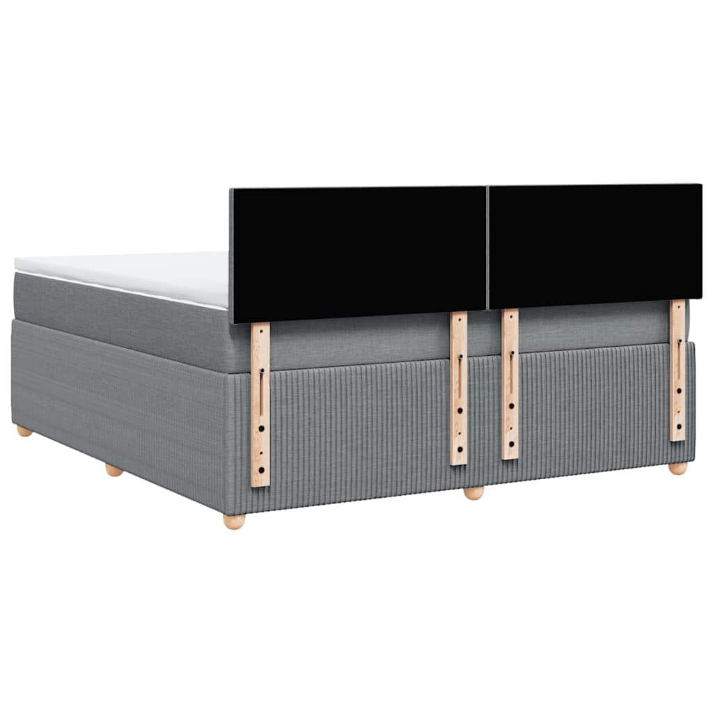Κρεβάτι Boxspring με Στρώμα Ανοιχτό Γκρι 180x200 εκ. Υφασμάτινο - Pakobazaar