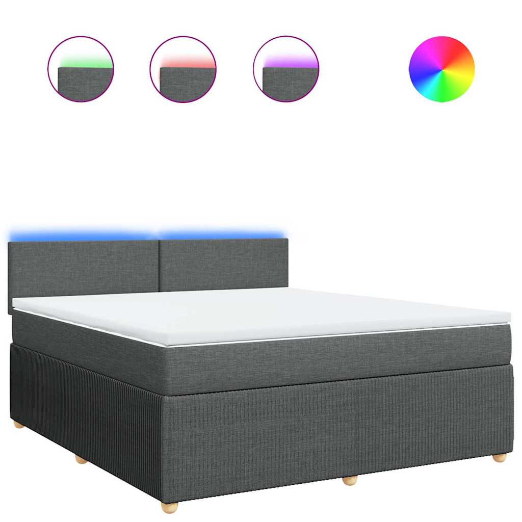 Κρεβάτι Boxspring με Στρώμα Σκούρο Γκρι 180x200 εκ Υφασμάτιν - Pakobazaar