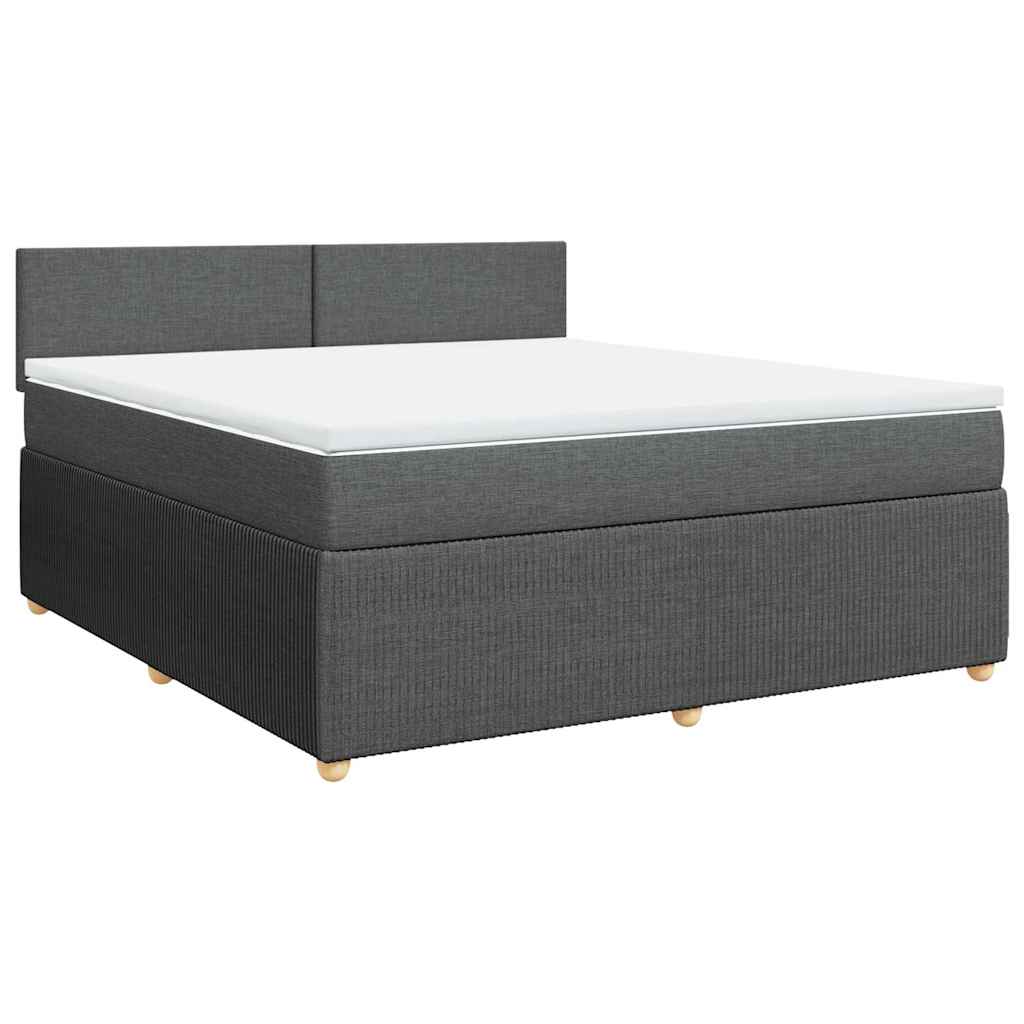 Κρεβάτι Boxspring με Στρώμα Σκούρο Γκρι 180x200 εκ Υφασμάτιν - Pakobazaar