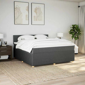 Κρεβάτι Boxspring με Στρώμα Σκούρο Γκρι 180x200 εκ Υφασμάτιν - Pakobazaar