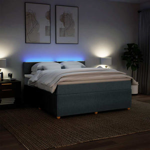 Κρεβάτι Boxspring με Στρώμα Σκούρο Γκρι 180x200 εκ Υφασμάτιν - Pakobazaar