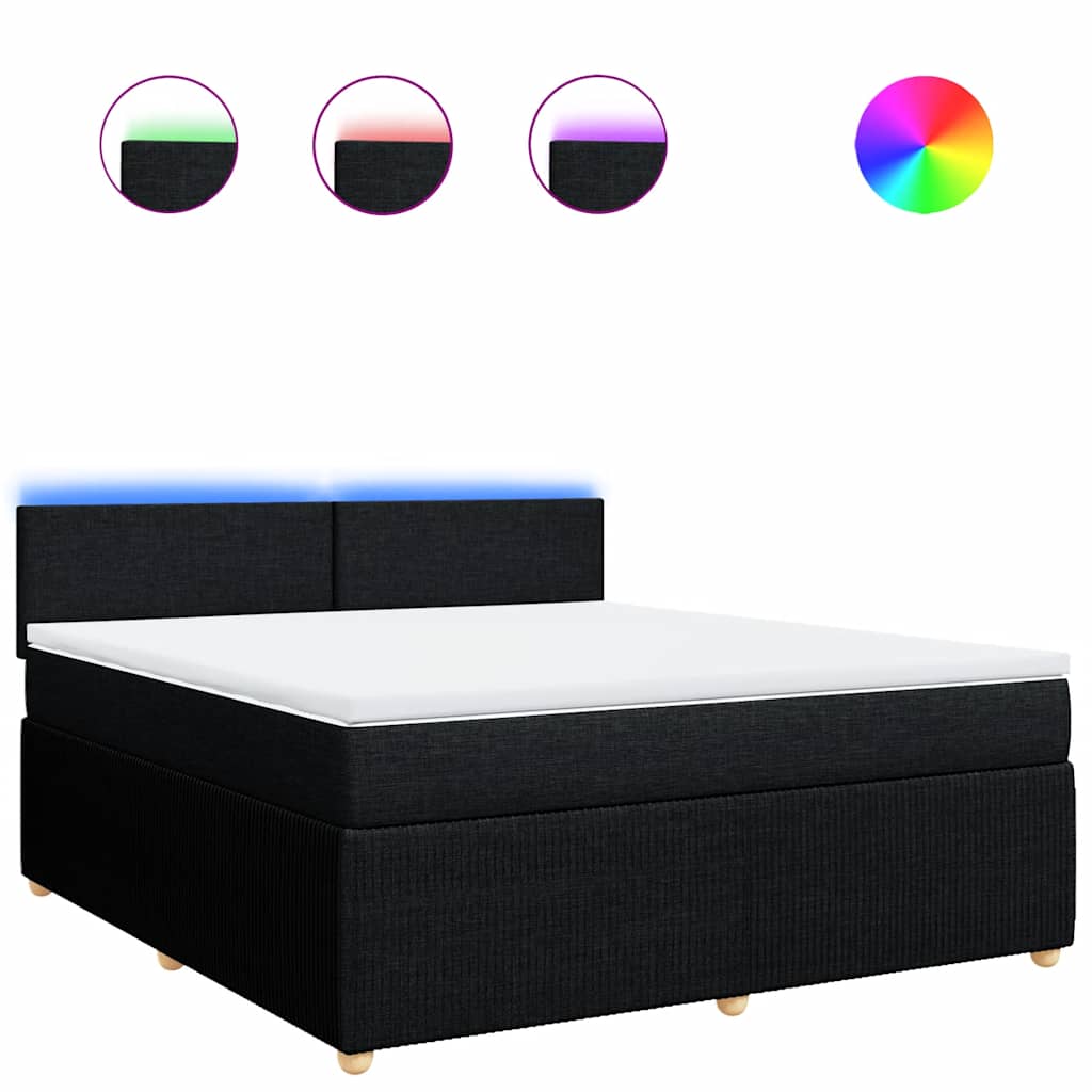 Κρεβάτι Boxspring με Στρώμα Μαύρο 180x200 εκ. Υφασμάτινο - Pakobazaar
