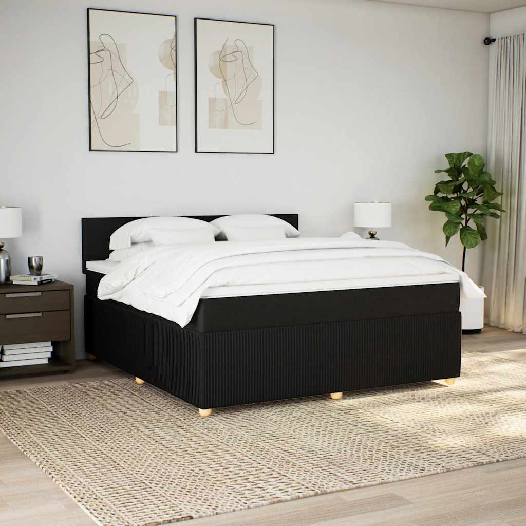 Κρεβάτι Boxspring με Στρώμα Μαύρο 180x200 εκ. Υφασμάτινο - Pakobazaar