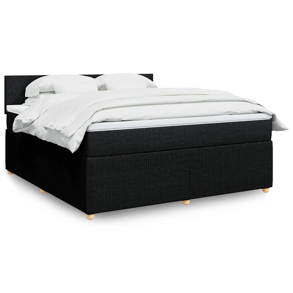 Κρεβάτι Boxspring με Στρώμα Μαύρο 180x200 εκ. Υφασμάτινο - Pakobazaar