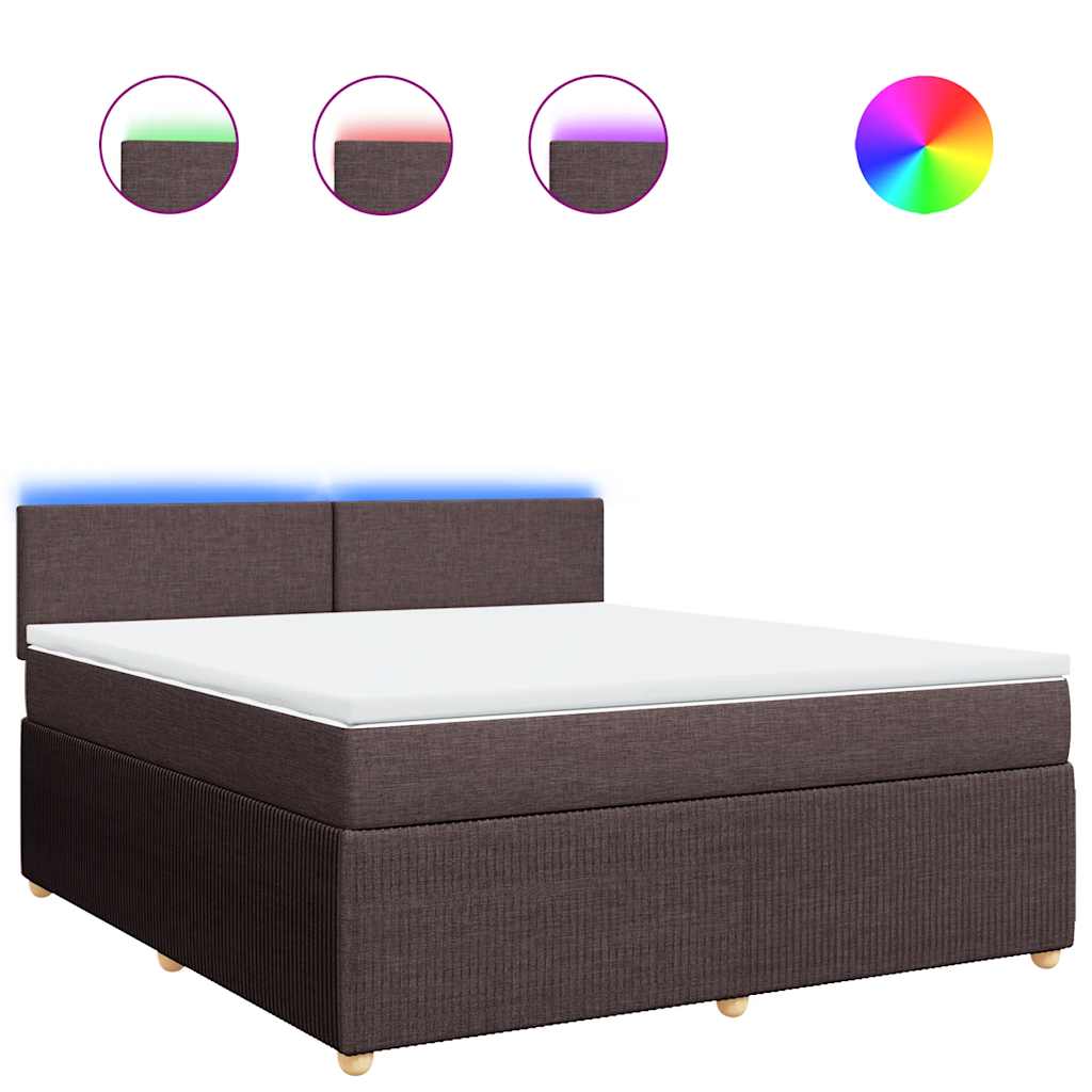 Κρεβάτι Boxspring με Στρώμα Σκούρο Καφέ 180x200 εκ Υφασμάτινο - Pakobazaar