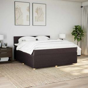 Κρεβάτι Boxspring με Στρώμα Σκούρο Καφέ 180x200 εκ Υφασμάτινο - Pakobazaar