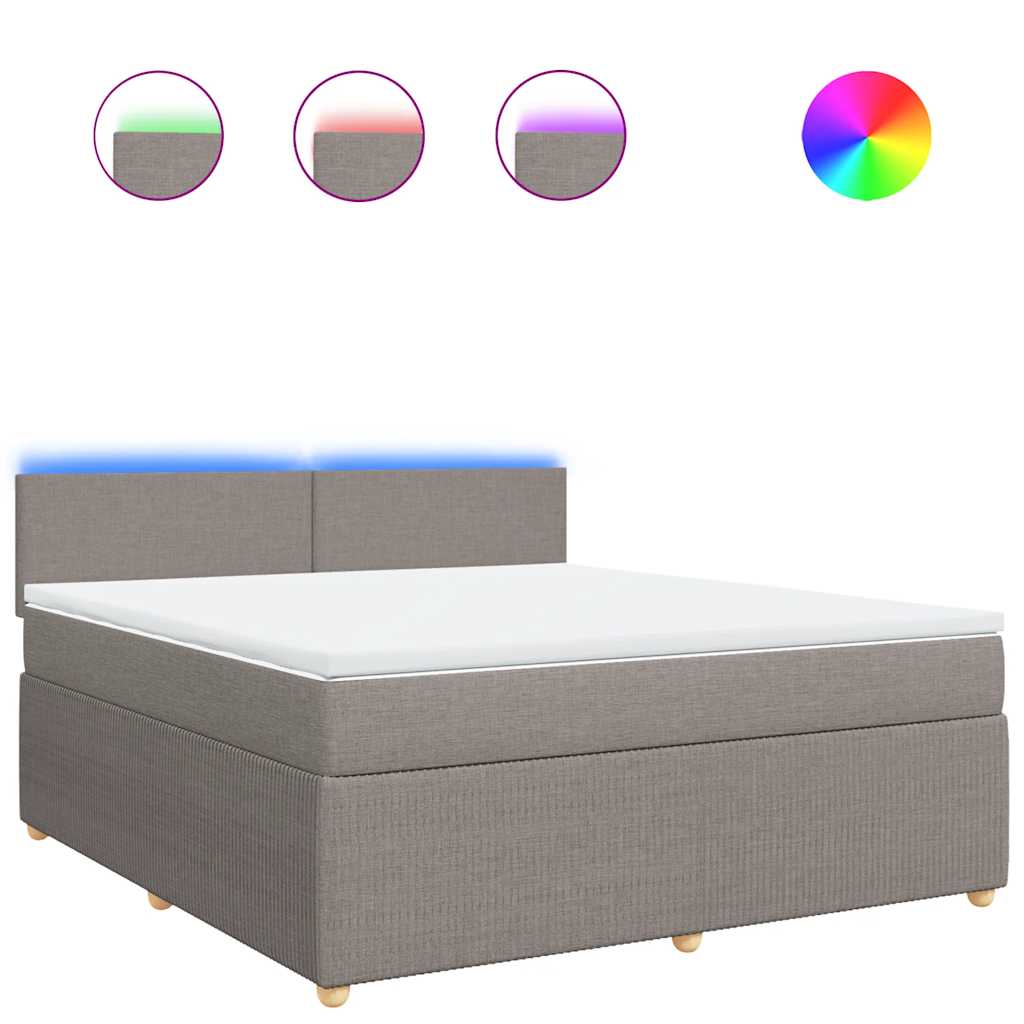 Κρεβάτι Boxspring με Στρώμα Taupe 180x200 εκ. Υφασμάτινο - Pakobazaar