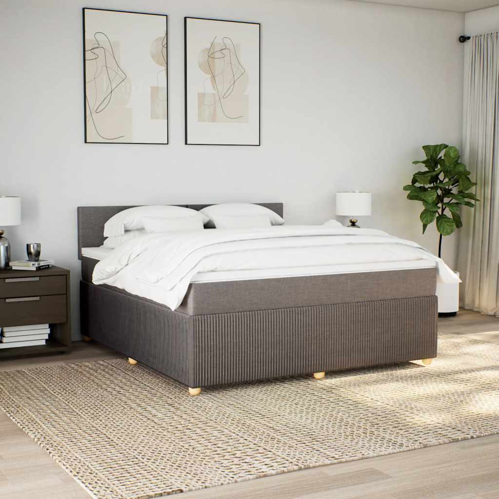 Κρεβάτι Boxspring με Στρώμα Taupe 180x200 εκ. Υφασμάτινο - Pakobazaar
