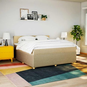 Κρεβάτι Boxspring με Στρώμα Κρεμ 180x200 εκ. Υφασμάτινο