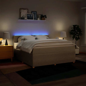 Κρεβάτι Boxspring με Στρώμα Κρεμ 180x200 εκ. Υφασμάτινο