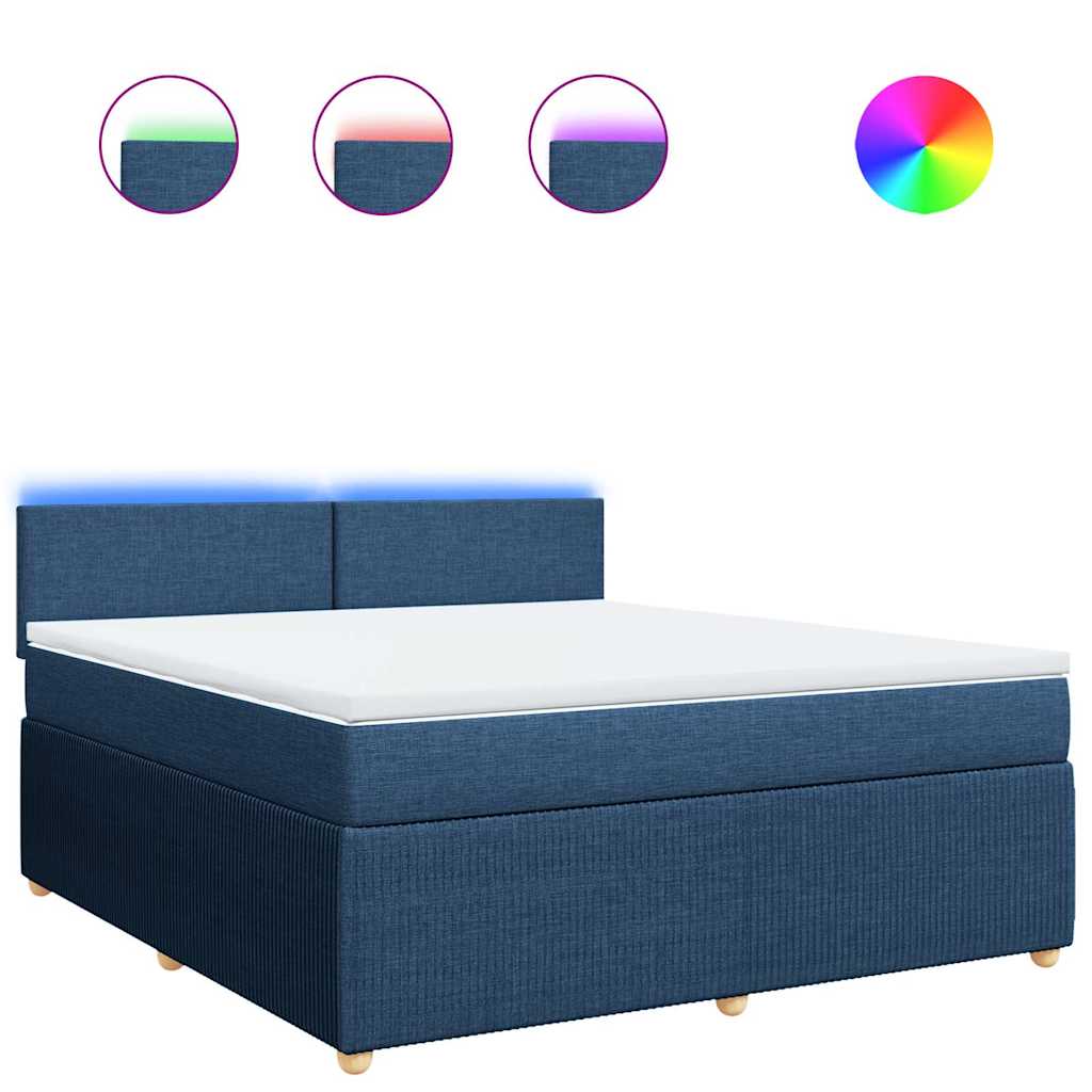 Κρεβάτι Boxspring με Στρώμα Μπλε 180x200 εκ. Υφασμάτινο - Pakobazaar
