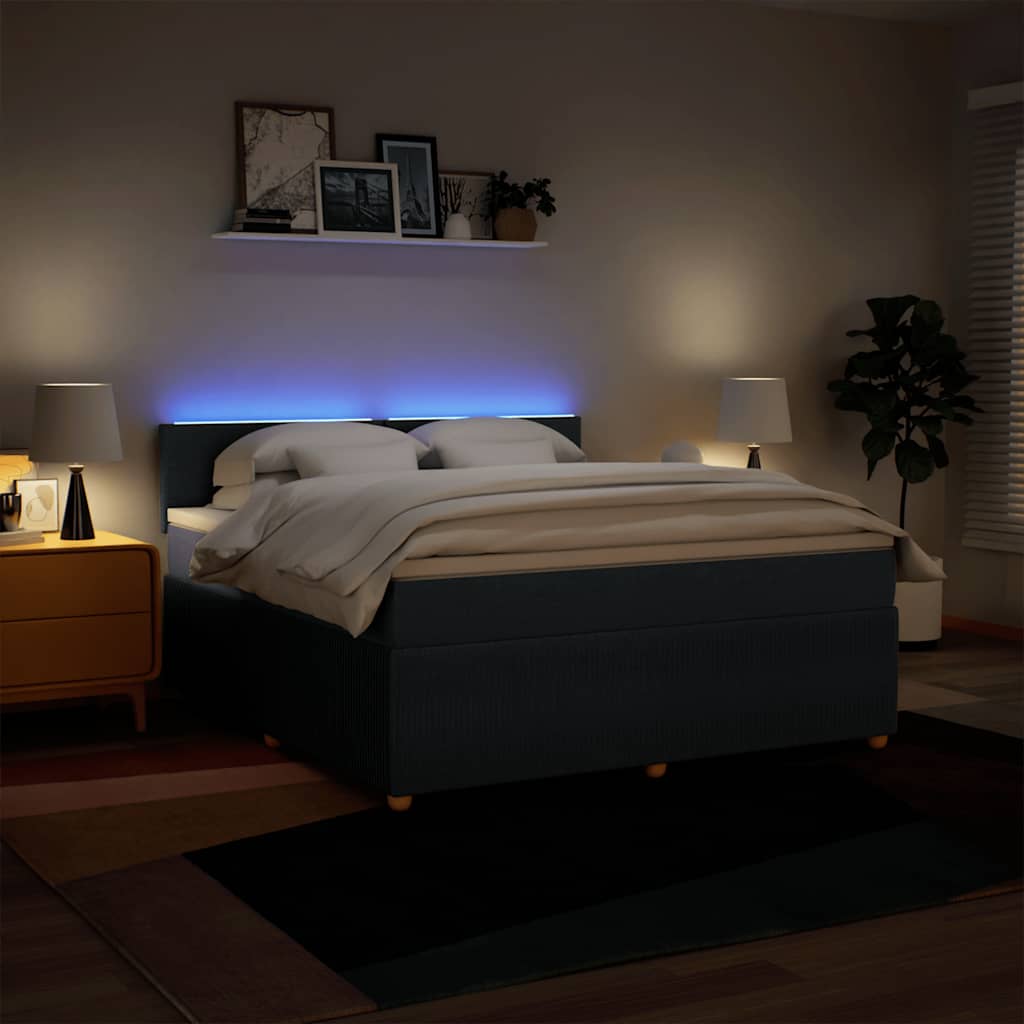 Κρεβάτι Boxspring με Στρώμα Μπλε 180x200 εκ. Υφασμάτινο - Pakobazaar