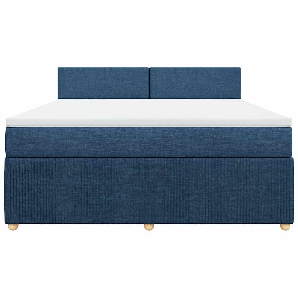 Κρεβάτι Boxspring με Στρώμα Μπλε 180x200 εκ. Υφασμάτινο - Pakobazaar