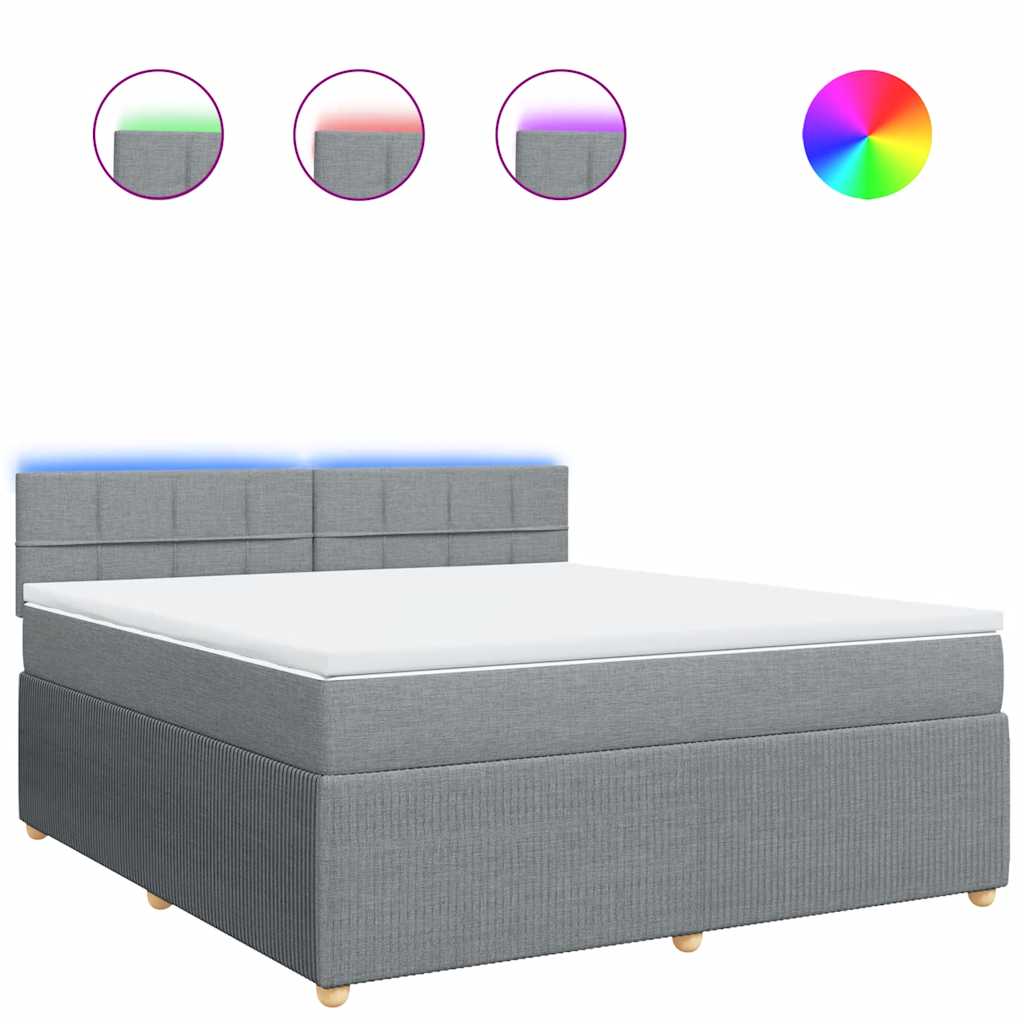 Κρεβάτι Boxspring με Στρώμα Ανοιχτό Γκρι 180x200 εκ. Υφασμάτινο - Pakobazaar