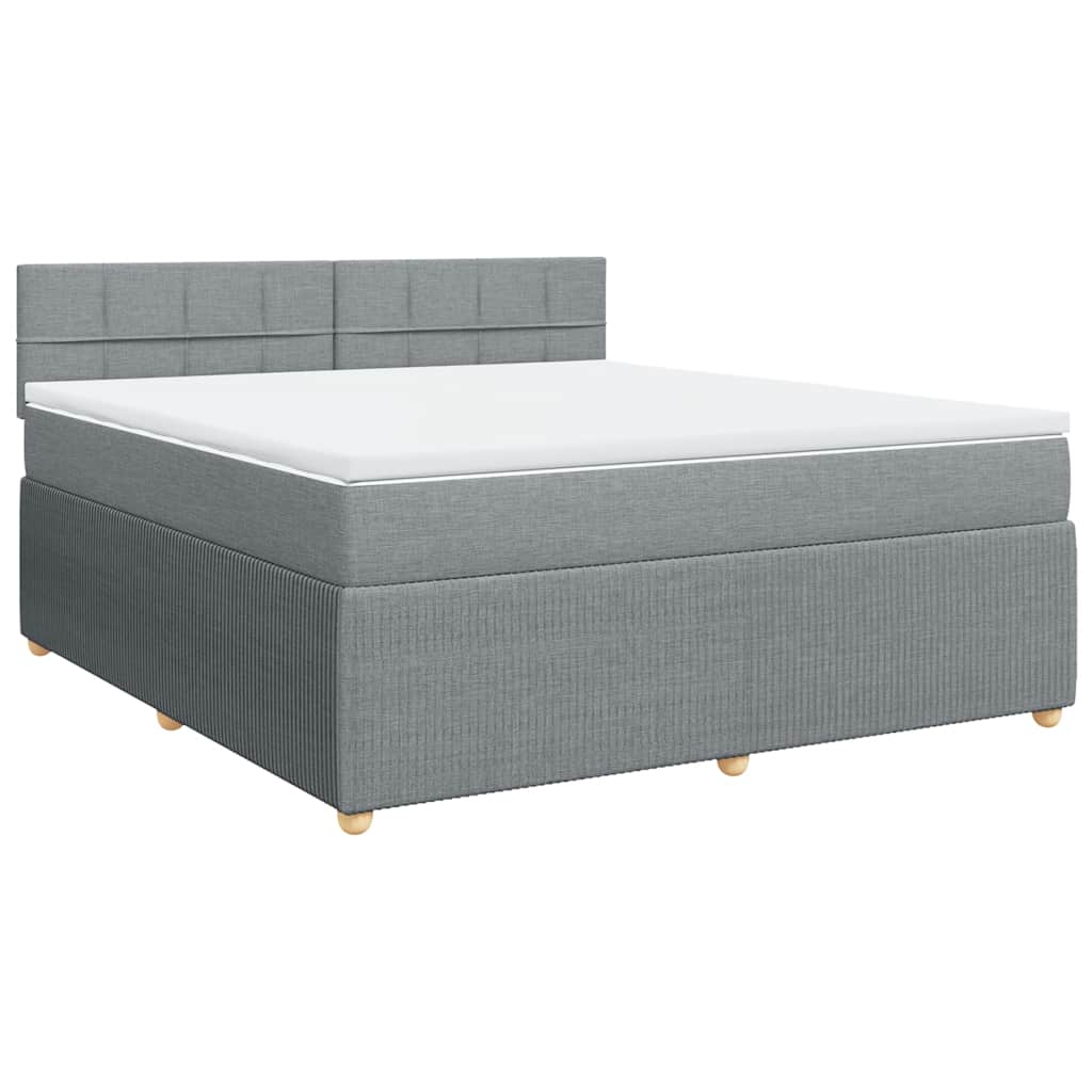 Κρεβάτι Boxspring με Στρώμα Ανοιχτό Γκρι 180x200 εκ. Υφασμάτινο - Pakobazaar