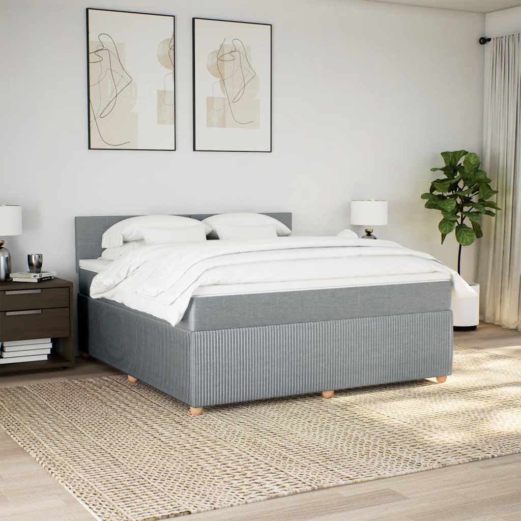 Κρεβάτι Boxspring με Στρώμα Ανοιχτό Γκρι 180x200 εκ. Υφασμάτινο - Pakobazaar