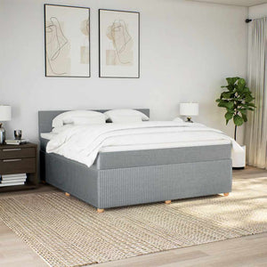 Κρεβάτι Boxspring με Στρώμα Ανοιχτό Γκρι 180x200 εκ. Υφασμάτινο - Pakobazaar