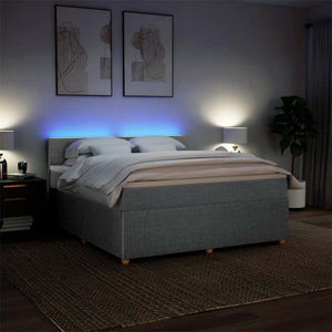 Κρεβάτι Boxspring με Στρώμα Ανοιχτό Γκρι 180x200 εκ. Υφασμάτινο - Pakobazaar