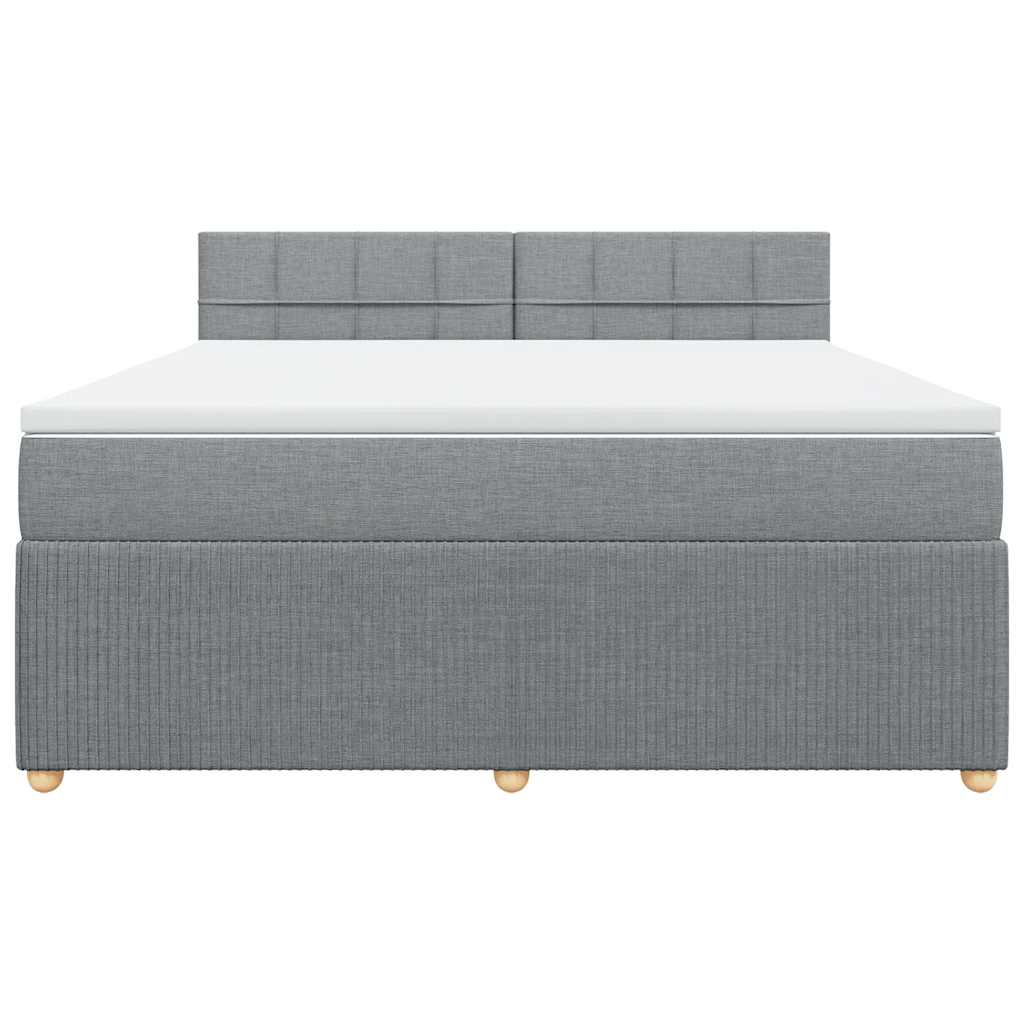Κρεβάτι Boxspring με Στρώμα Ανοιχτό Γκρι 180x200 εκ. Υφασμάτινο - Pakobazaar