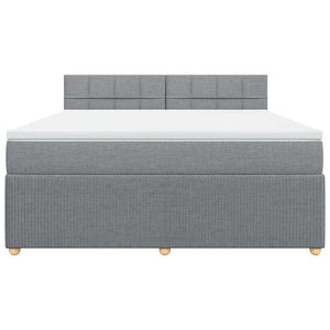 Κρεβάτι Boxspring με Στρώμα Ανοιχτό Γκρι 180x200 εκ. Υφασμάτινο - Pakobazaar