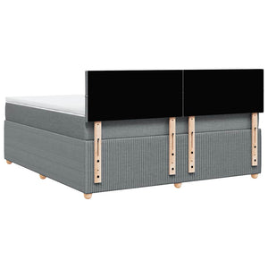 Κρεβάτι Boxspring με Στρώμα Ανοιχτό Γκρι 180x200 εκ. Υφασμάτινο - Pakobazaar