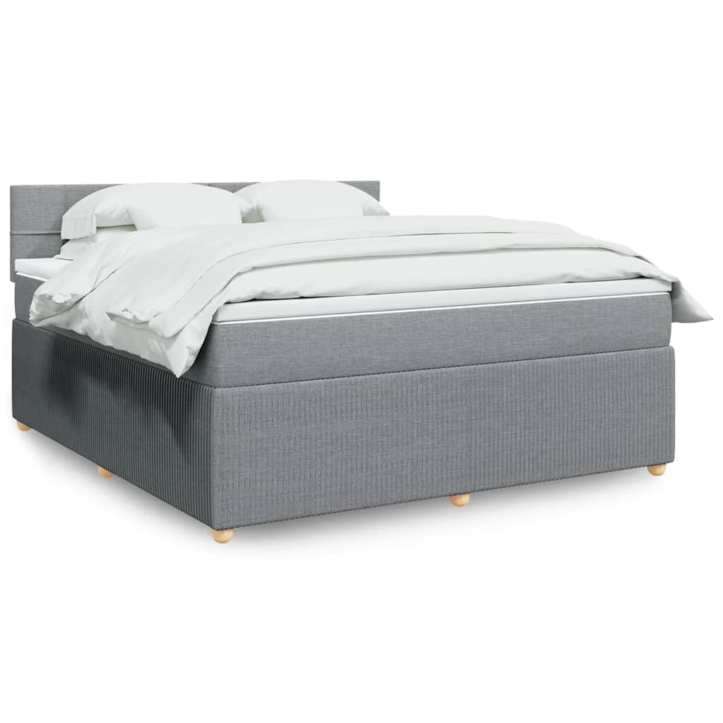 Κρεβάτι Boxspring με Στρώμα Ανοιχτό Γκρι 180x200 εκ. Υφασμάτινο - Pakobazaar
