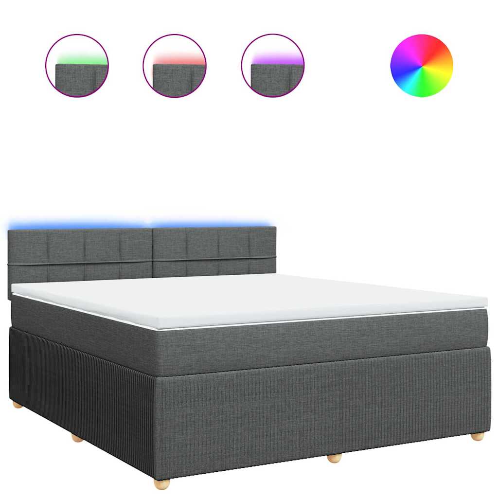 Κρεβάτι Boxspring με Στρώμα Σκούρο Γκρι 180x200 εκ Υφασμάτιν - Pakobazaar
