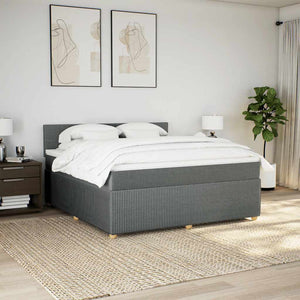 Κρεβάτι Boxspring με Στρώμα Σκούρο Γκρι 180x200 εκ Υφασμάτιν - Pakobazaar