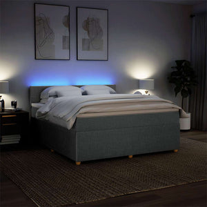 Κρεβάτι Boxspring με Στρώμα Σκούρο Γκρι 180x200 εκ Υφασμάτιν - Pakobazaar
