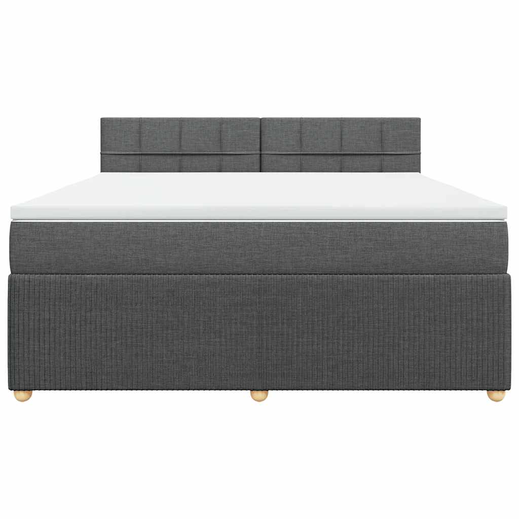 Κρεβάτι Boxspring με Στρώμα Σκούρο Γκρι 180x200 εκ Υφασμάτιν - Pakobazaar
