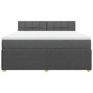 Κρεβάτι Boxspring με Στρώμα Σκούρο Γκρι 180x200 εκ Υφασμάτιν - Pakobazaar