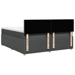 Κρεβάτι Boxspring με Στρώμα Σκούρο Γκρι 180x200 εκ Υφασμάτιν - Pakobazaar