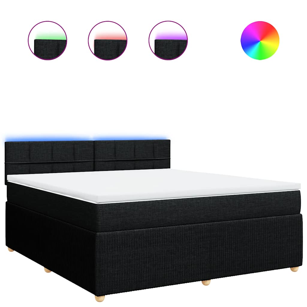 Κρεβάτι Boxspring με Στρώμα Μαύρο 180x200 εκ. Υφασμάτινο - Pakobazaar