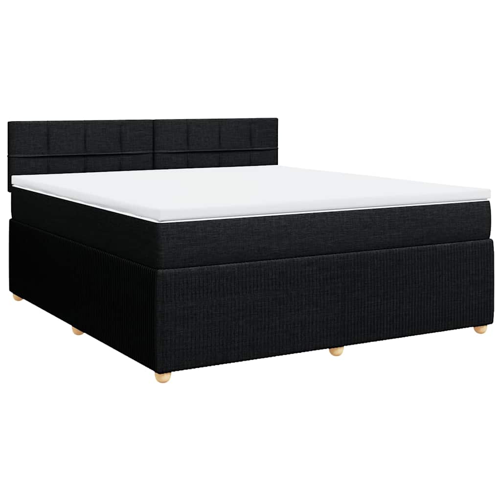 Κρεβάτι Boxspring με Στρώμα Μαύρο 180x200 εκ. Υφασμάτινο - Pakobazaar