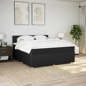 Κρεβάτι Boxspring με Στρώμα Μαύρο 180x200 εκ. Υφασμάτινο - Pakobazaar