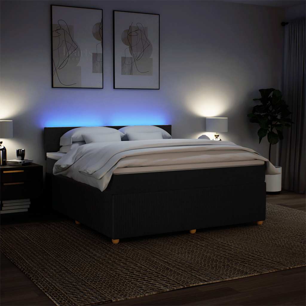 Κρεβάτι Boxspring με Στρώμα Μαύρο 180x200 εκ. Υφασμάτινο - Pakobazaar