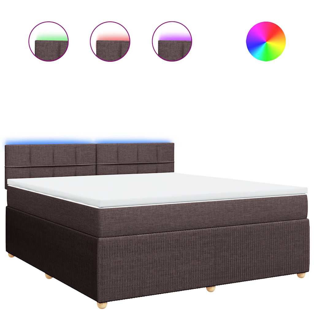Κρεβάτι Boxspring με Στρώμα Σκούρο Καφέ 180x200 εκ Υφασμάτινο - Pakobazaar