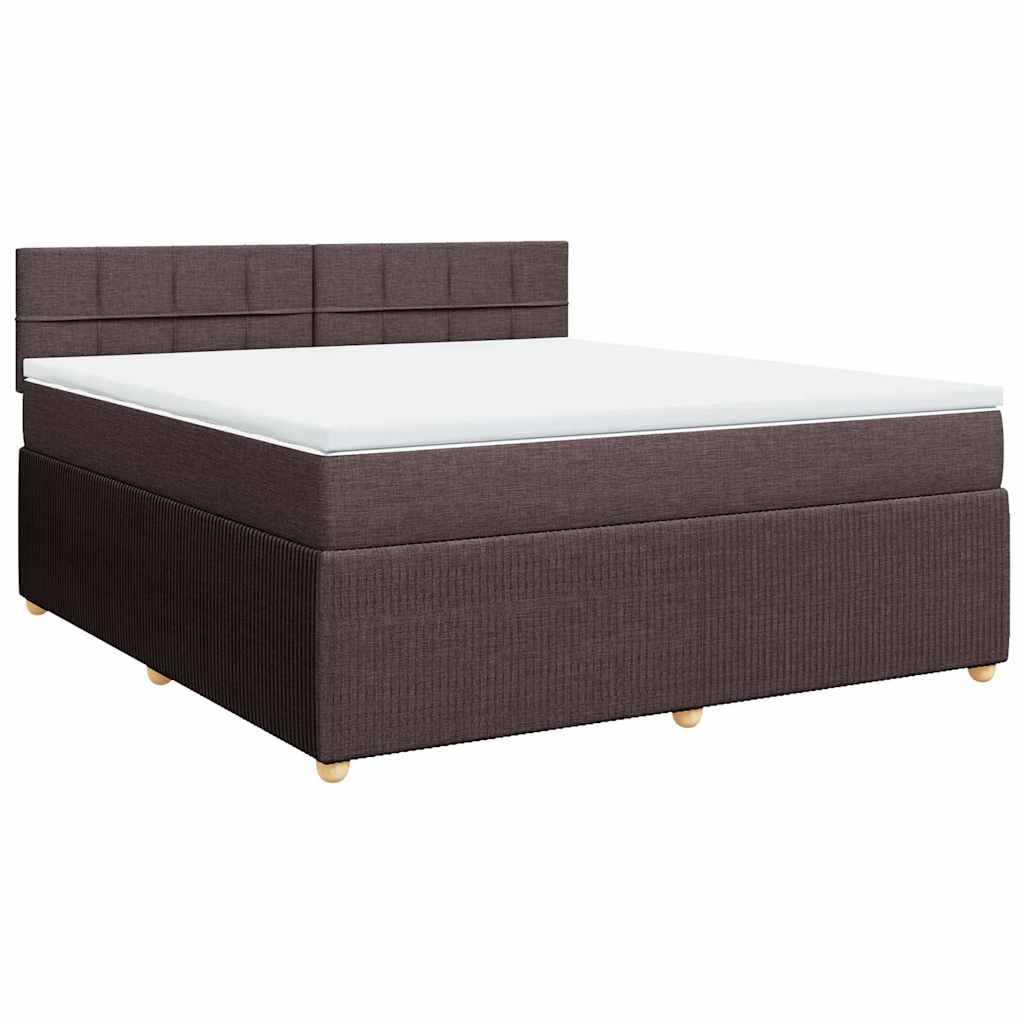Κρεβάτι Boxspring με Στρώμα Σκούρο Καφέ 180x200 εκ Υφασμάτινο - Pakobazaar