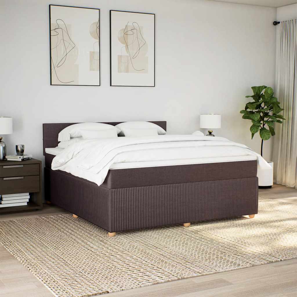 Κρεβάτι Boxspring με Στρώμα Σκούρο Καφέ 180x200 εκ Υφασμάτινο - Pakobazaar
