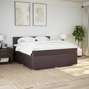Κρεβάτι Boxspring με Στρώμα Σκούρο Καφέ 180x200 εκ Υφασμάτινο - Pakobazaar