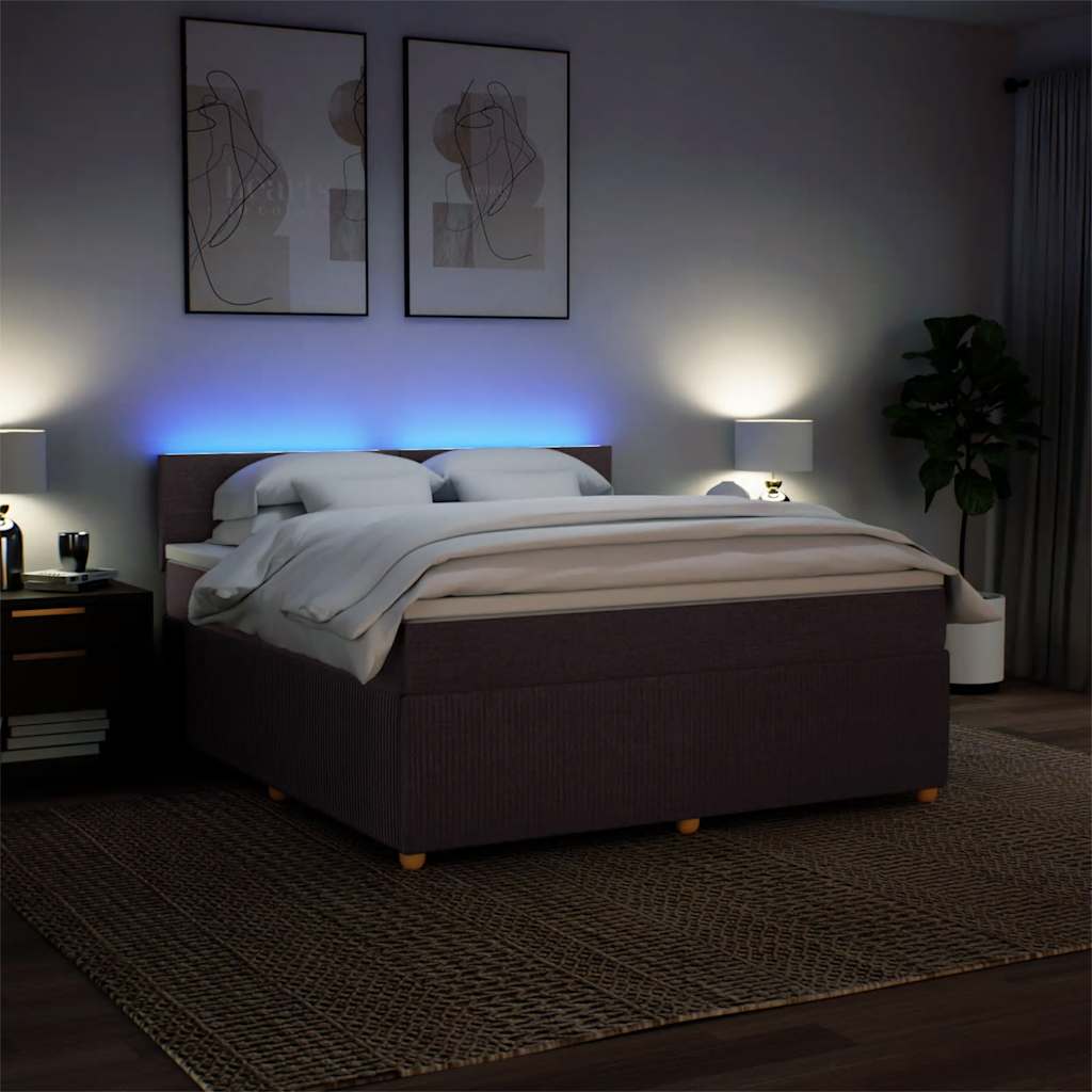 Κρεβάτι Boxspring με Στρώμα Σκούρο Καφέ 180x200 εκ Υφασμάτινο - Pakobazaar