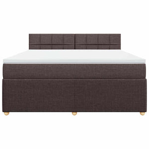 Κρεβάτι Boxspring με Στρώμα Σκούρο Καφέ 180x200 εκ Υφασμάτινο - Pakobazaar
